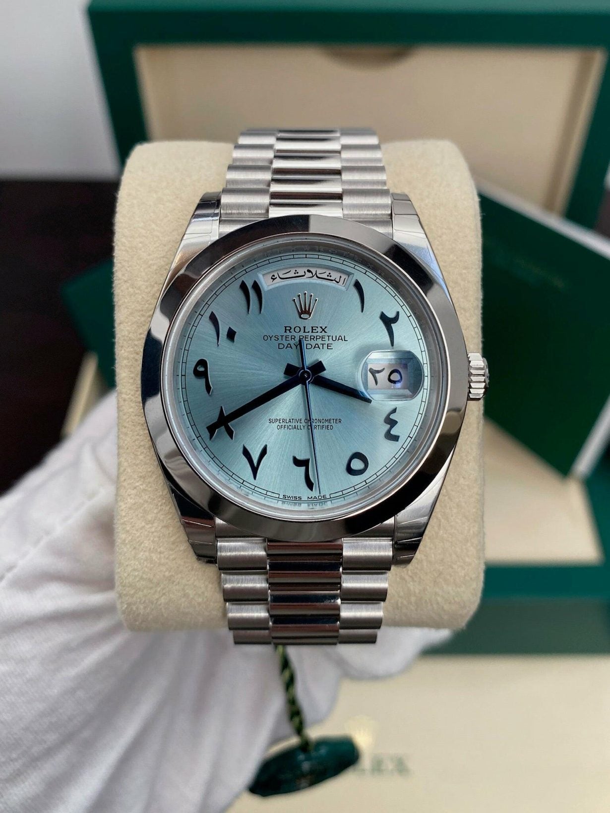 Rolex Day-Date 40 – Platinum Arabic Dial Replica