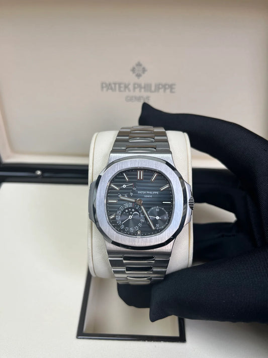 Patek Philippe Nautilus Moon Phase Stainless Steel/ Blue Date Dia Replica